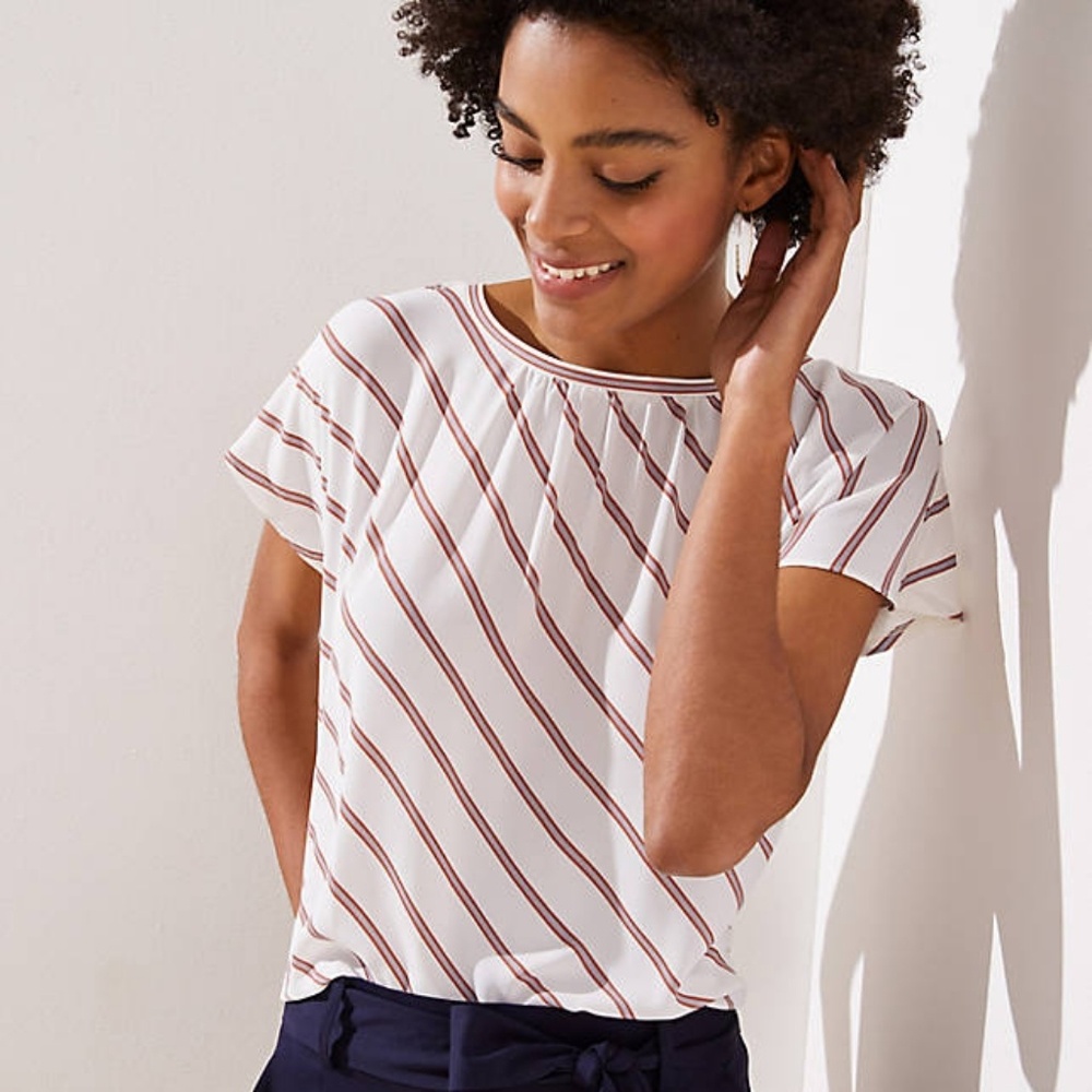 NWT Loft striped flutter top